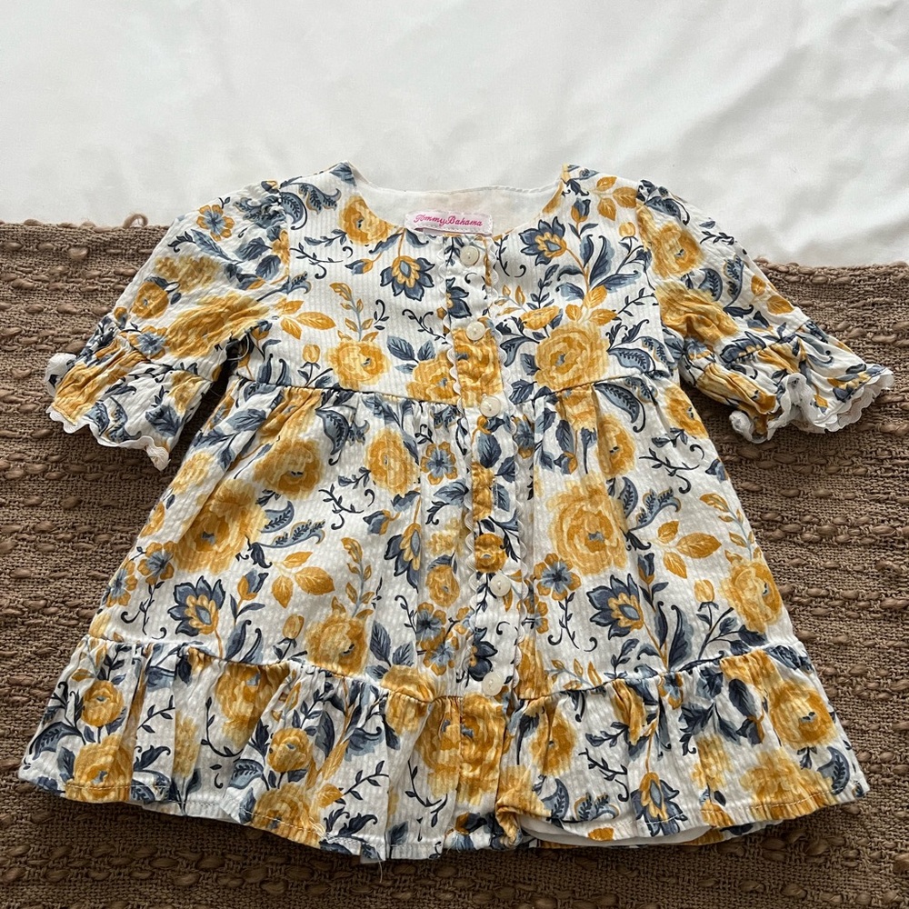 Tommy Bahama Kids Floral Blouse in Yellow and Blue - Size 24 mo